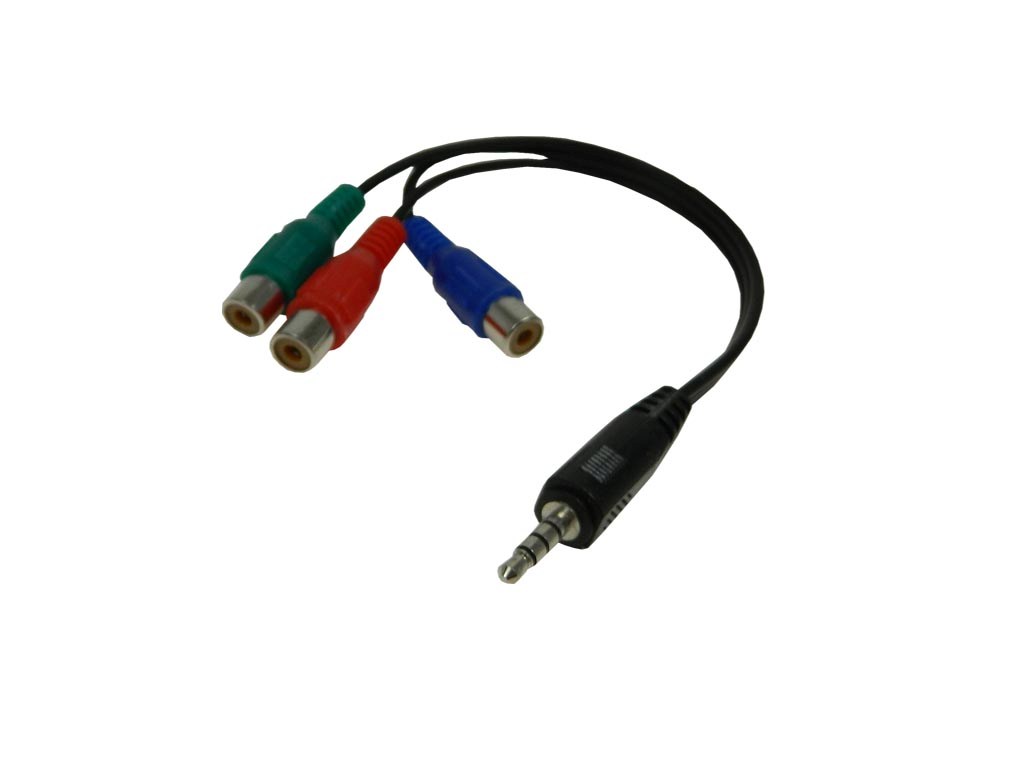 Kabel redukce 3.5mm jack 4 polový / 3xCINCH R+G+B 23cm