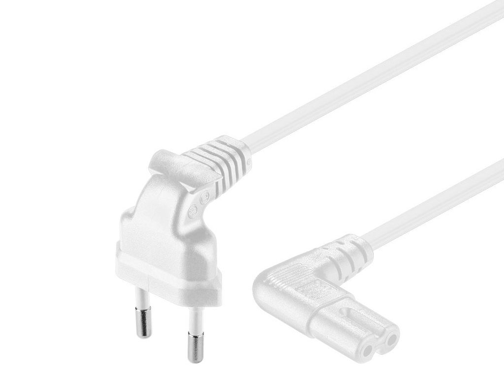 Kabel síťový 3m úhlový - pro LCD a LED TV a běžné malé přístroje napájené za sítě 230V  bílý