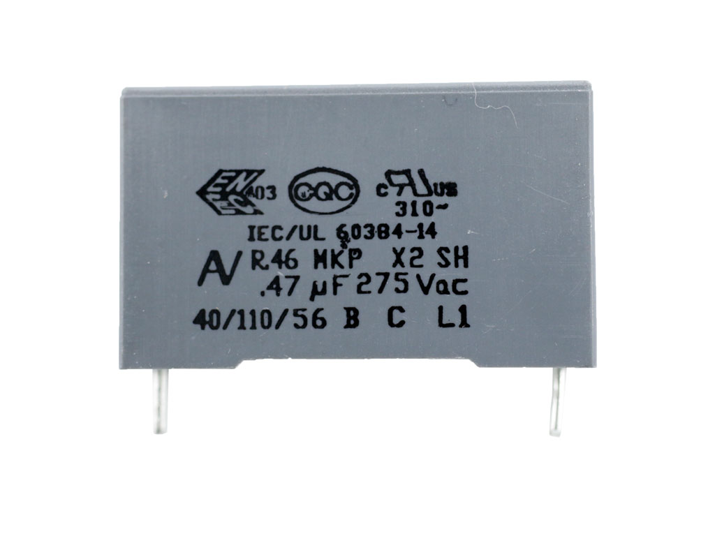 Kondenzátor: polypropylénový; X2; R46; 470nF; 26,5x7x16mm; THT