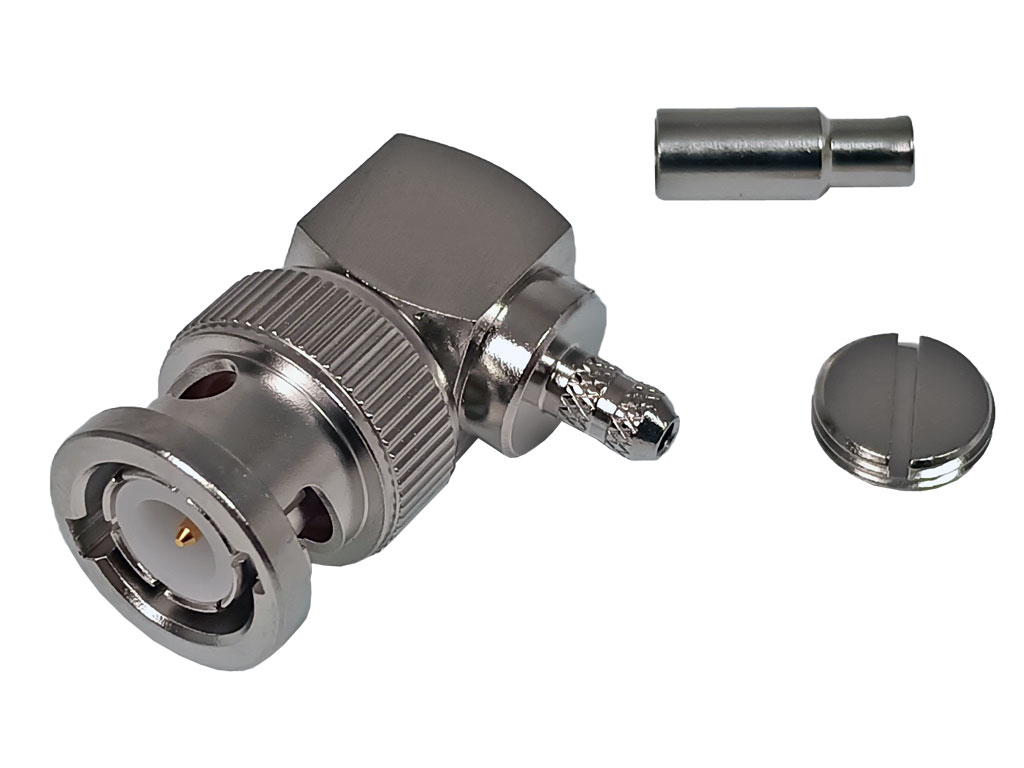 Konektor BNC úhlový 90°C krimpovací na kabel RG316 - samec