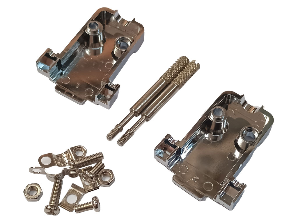 Konektor CANNON 9 / 15 pin - krytka plastová pokovená, stíněná, dlouhé šrouby