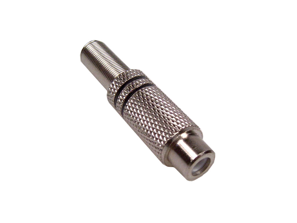 Konektor CINCH kovový - kabelová samička - černá