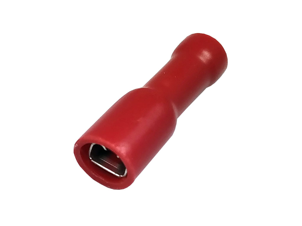 Konektor Faston 2.8mm krimpovací s červenou izolací celoizolovaný - zásuvka