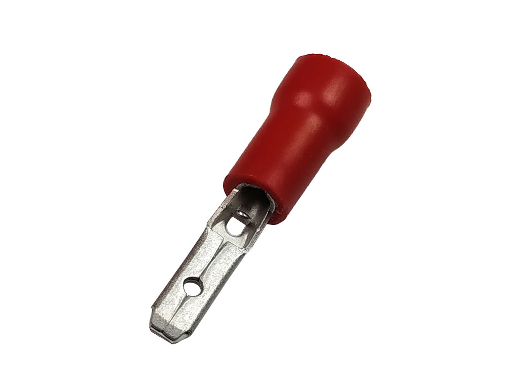 Konektor Faston 2.8mm krimpovací s červenou izolací - zástrčka