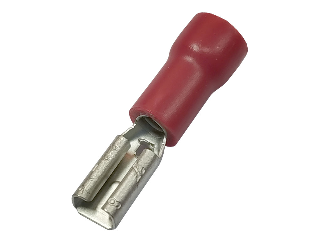 Konektor Faston 2.8mm krimpovací s červenou izolací - zásuvka