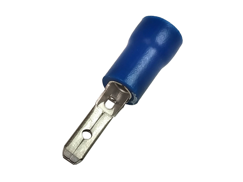 Konektor Faston 2.8mm krimpovací s modrou izolací - zástrčka