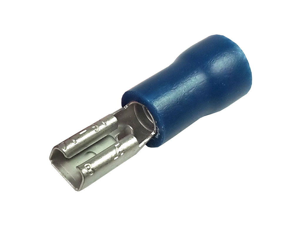 Konektor Faston 2.8mm krimpovací s modrou izolací - zásuvka