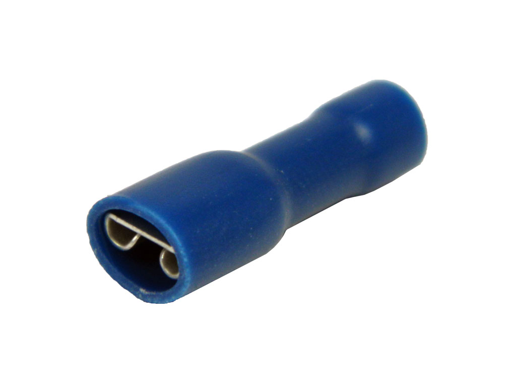Konektor Faston 4.8mm krimpovací s modrou izolací celoizolovaný - zásuvka