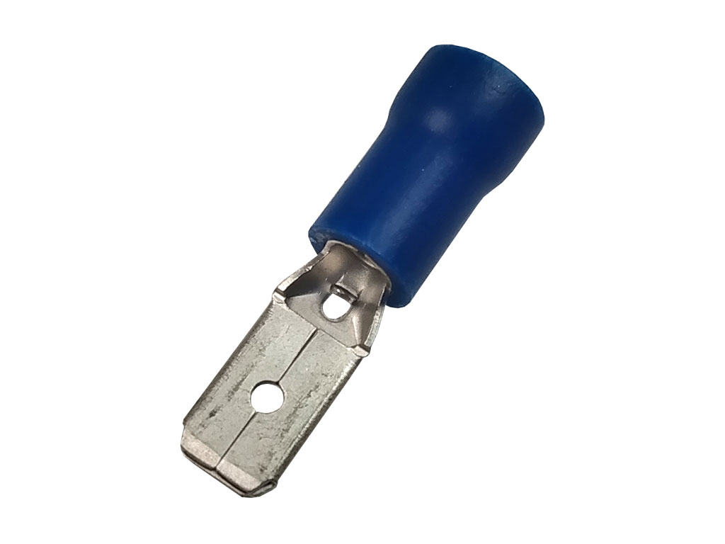 Konektor Faston 4.8mm krimpovací s modrou izolací - zástrčka