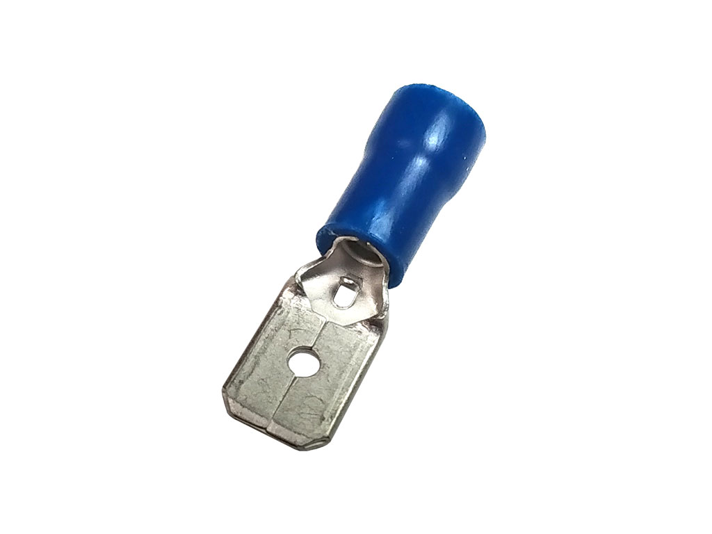 Konektor Faston 6.3mm krimpovací s modrou izolací - zástrčka
