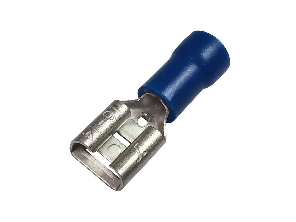 Konektor Faston 6.3mm krimpovací s modrou izolací - zásuvka