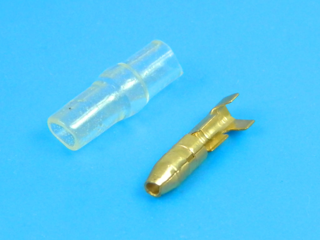 Konektor Faston kulatý 4.0mm FVD - kolík ( vidlice, sameček ) včetně krytu