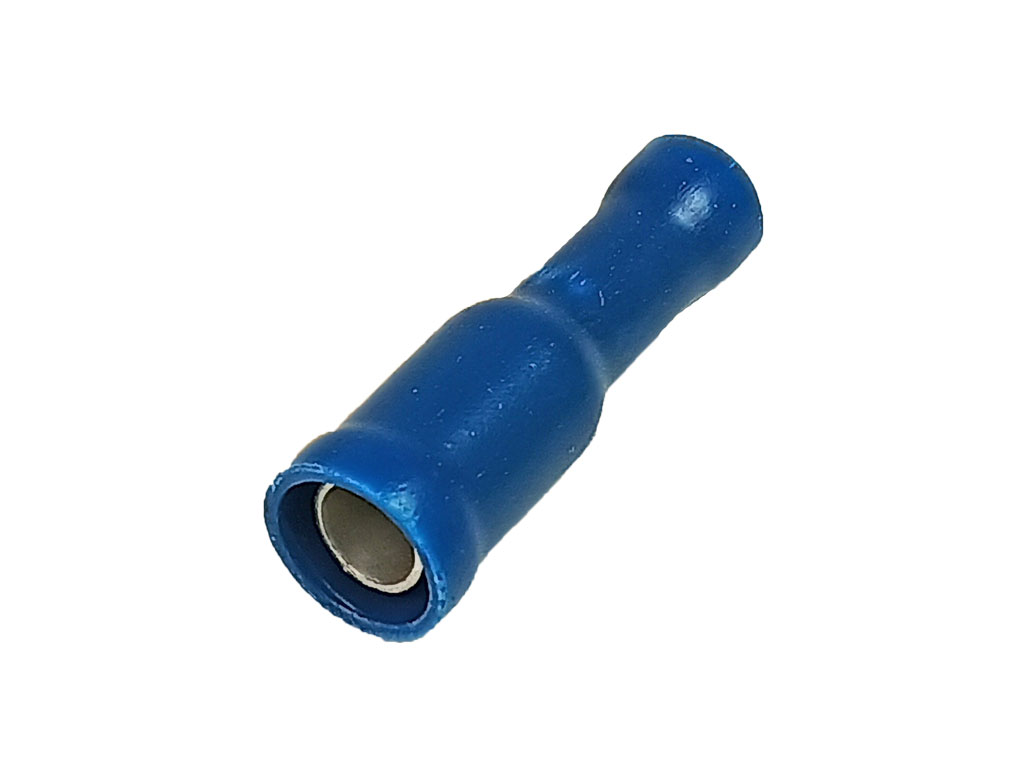 Konektor Faston kulatý, krimpovací, izolovaný modrý , 4.0mm FZD - dutinka ( zásuvka, samička )