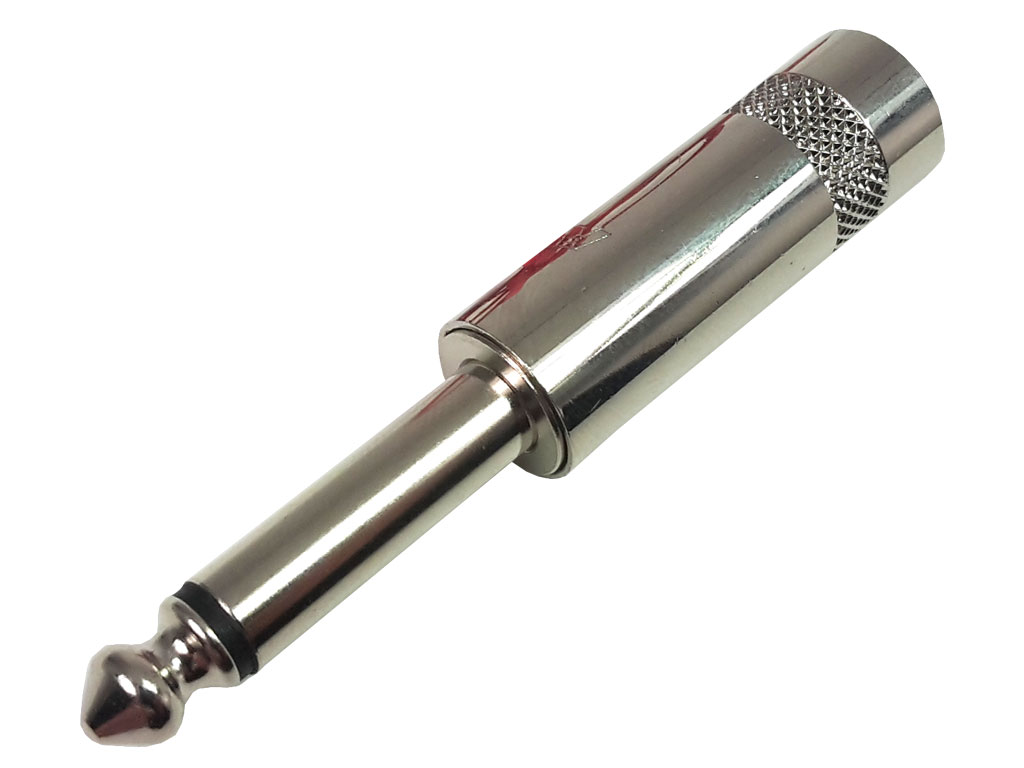 Konektor JACK prům.6,3mm mono, zástrčka kabelová kovová REAN