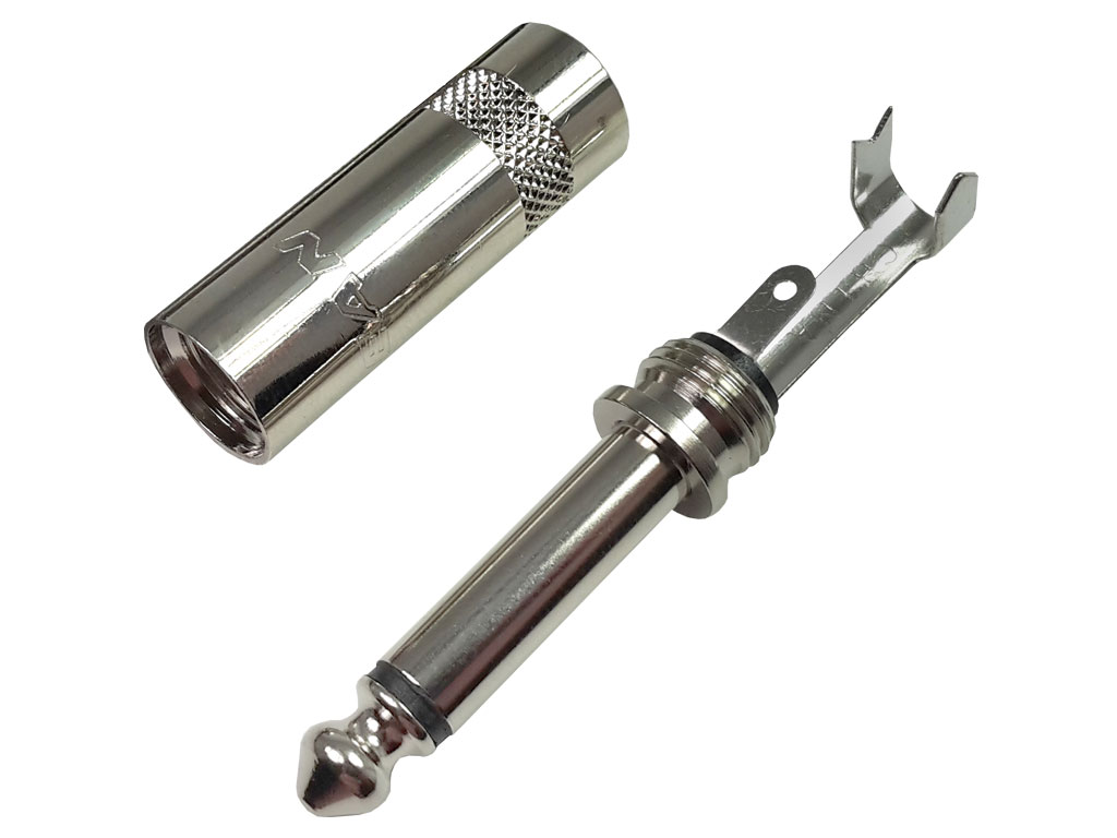 Konektor JACK prům.6,3mm mono, zástrčka kabelová kovová REAN