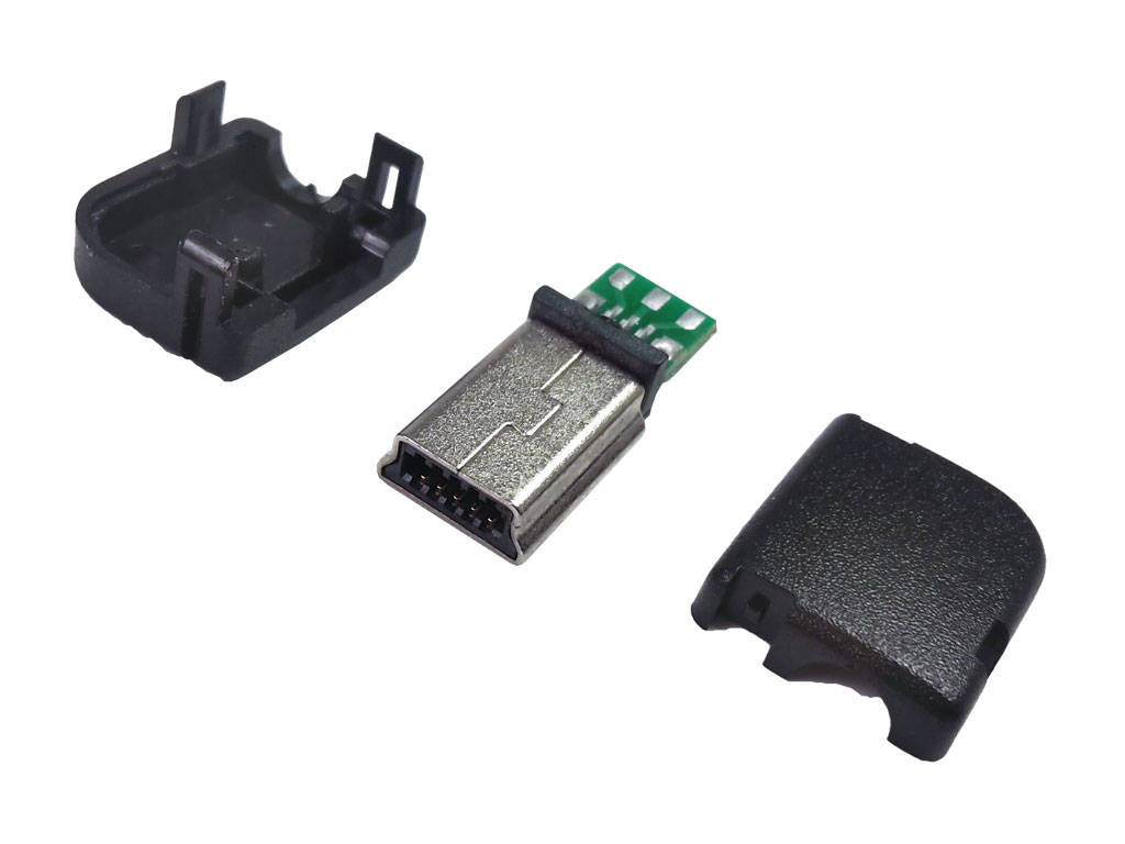 Konektor mini USB samec na kabel pro napájení zahnutý 90° 10 pin SPECIAL