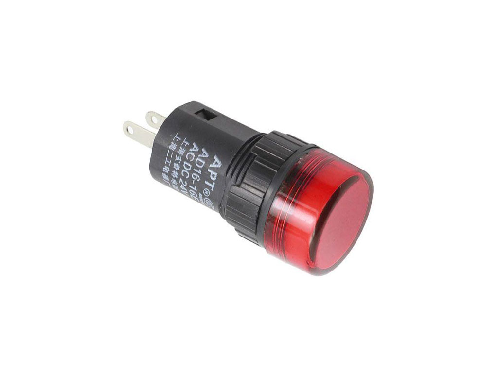 Kontrolka LED červená, 12V AC / 12V DC, montážní otvor 16mm