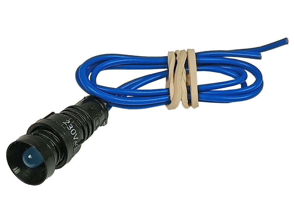 Kontrolka LED modrá, 230V AC, montážní otvor 11mm