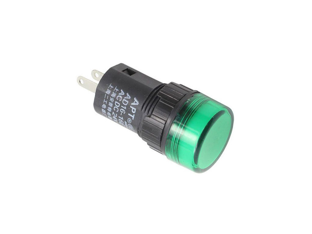 Kontrolka LED zelená, 12V AC / 12V DC, montážní otvor 16mm