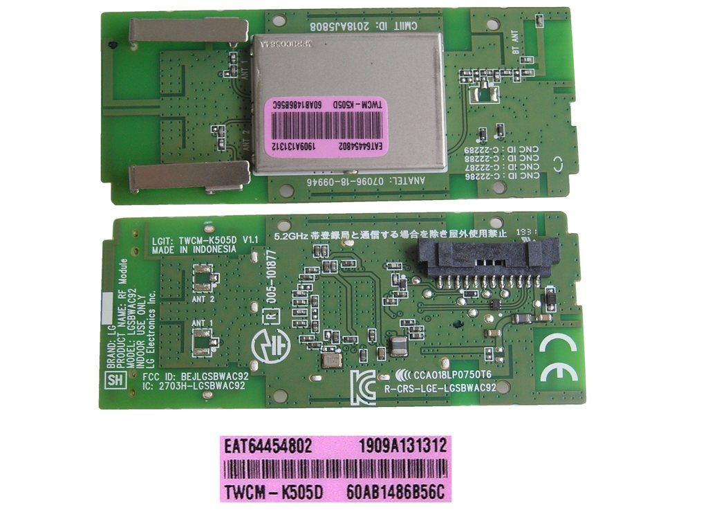 LCD LED modul WiFi / Bluetooth LG EAT64454802 / LG - network-WIFI module LGSBWAC92 / TWCM-K505D