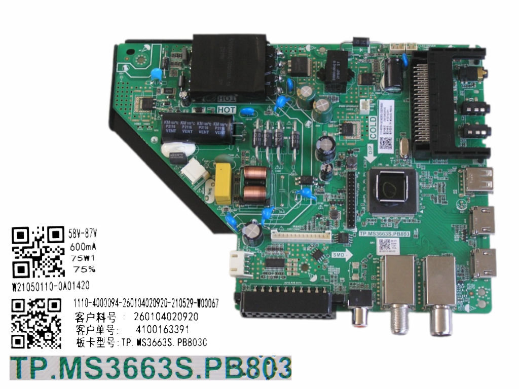 LCD LED modul základní deska SENCOR  SLE42F16TCS / Main board assy TP.MS3663S.PB803 / W21050110-0A01420
