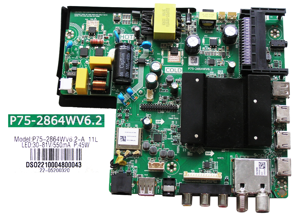 LCD LED modul základní deska SENCOR  SLE43FS801TCSB / Main board assy P75-2864WV6.2 / DS02210004800043