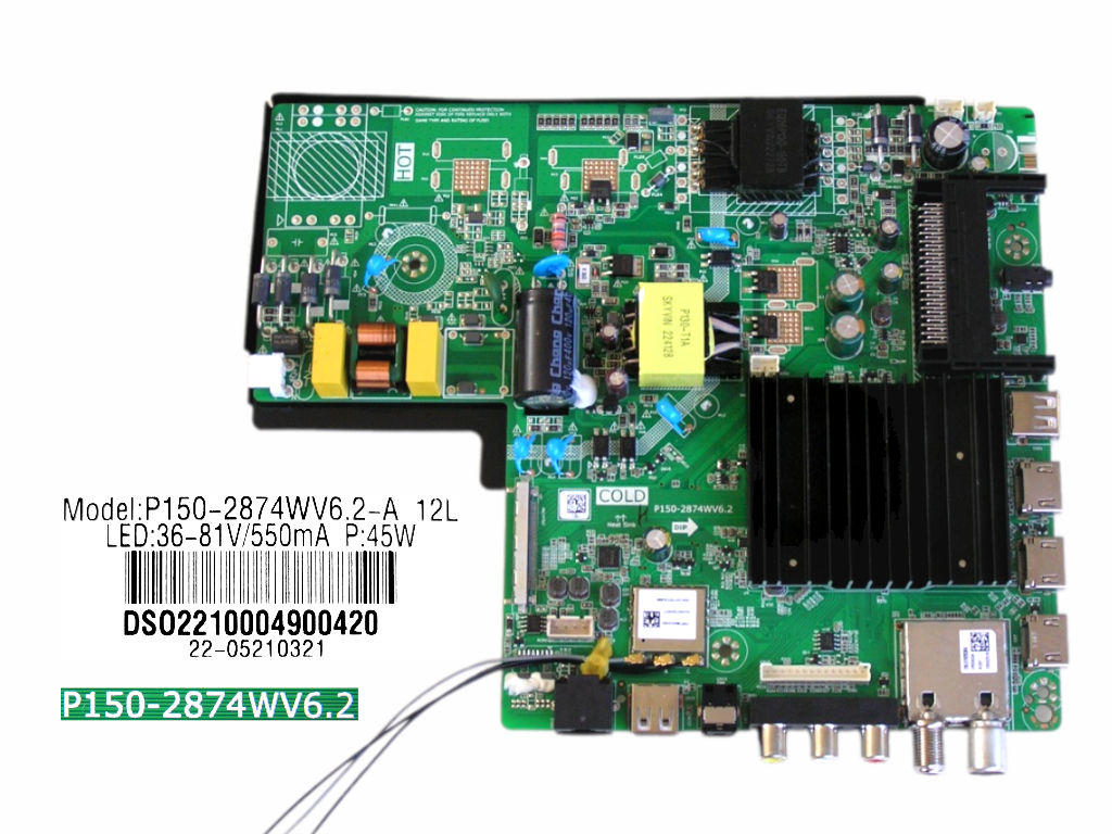 LCD LED modul základní deska SENCOR  SLE43US801TCSB / Main board assy P150-2874WV6.2 / DS02210004900420
