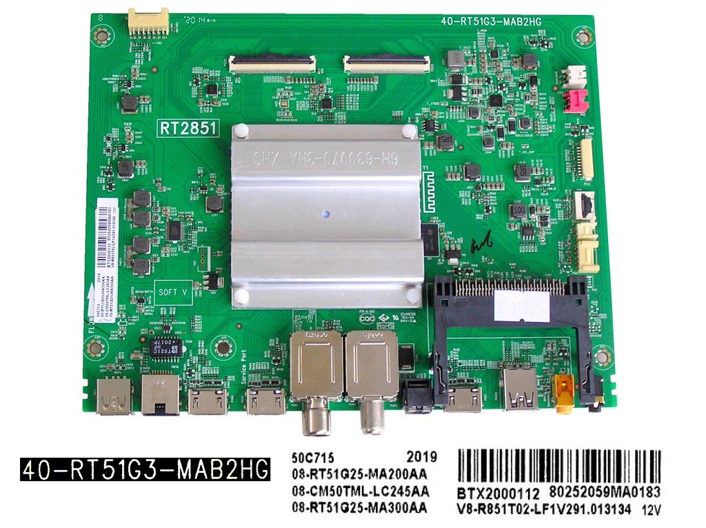 LCD LED modul základní deska TCL 08-RT51G25-MA200AA / Main board assy 40-RT51G3-MAB2HG