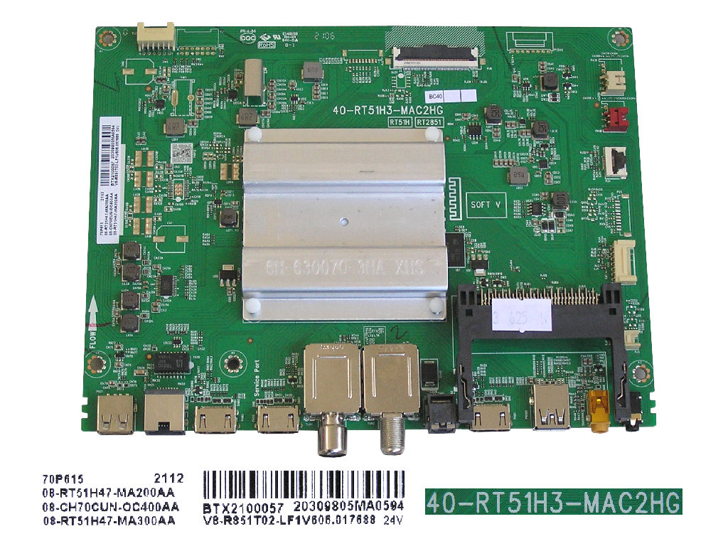 LCD LED modul základní deska TCL 08-RT51H47-MA200AA / Main board assy 40-RT51H3-MAC2HG