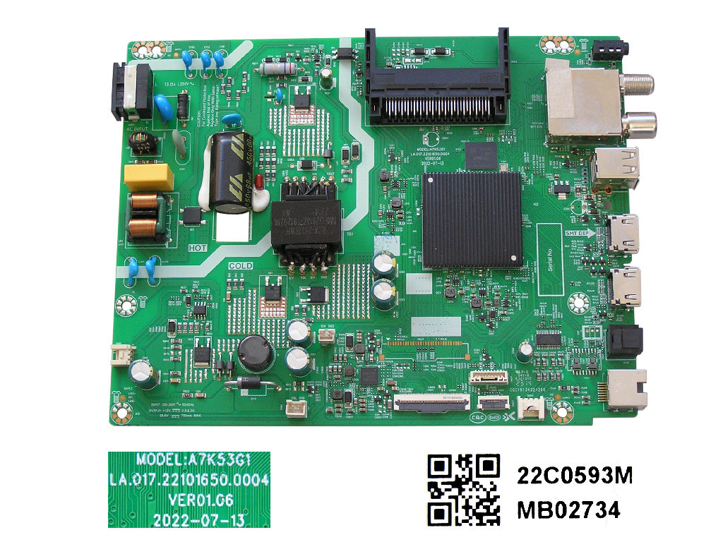 LCD LED modul základní deska TESLA 32S635SHS / Main board assy A7K53G1 / LA.017.22101650.0004 / 22C0593M