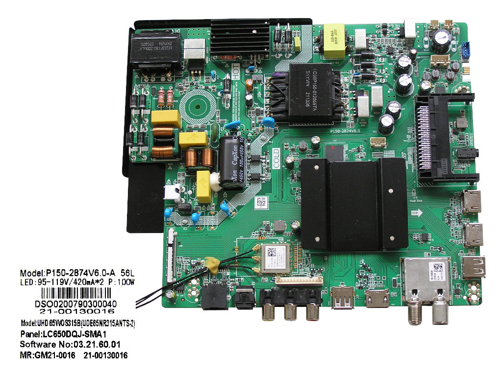 LCD LED modul základní deska VOX UHD 65WOS315B / Main board assy P150-2874V6.2 / DSO0200790300040