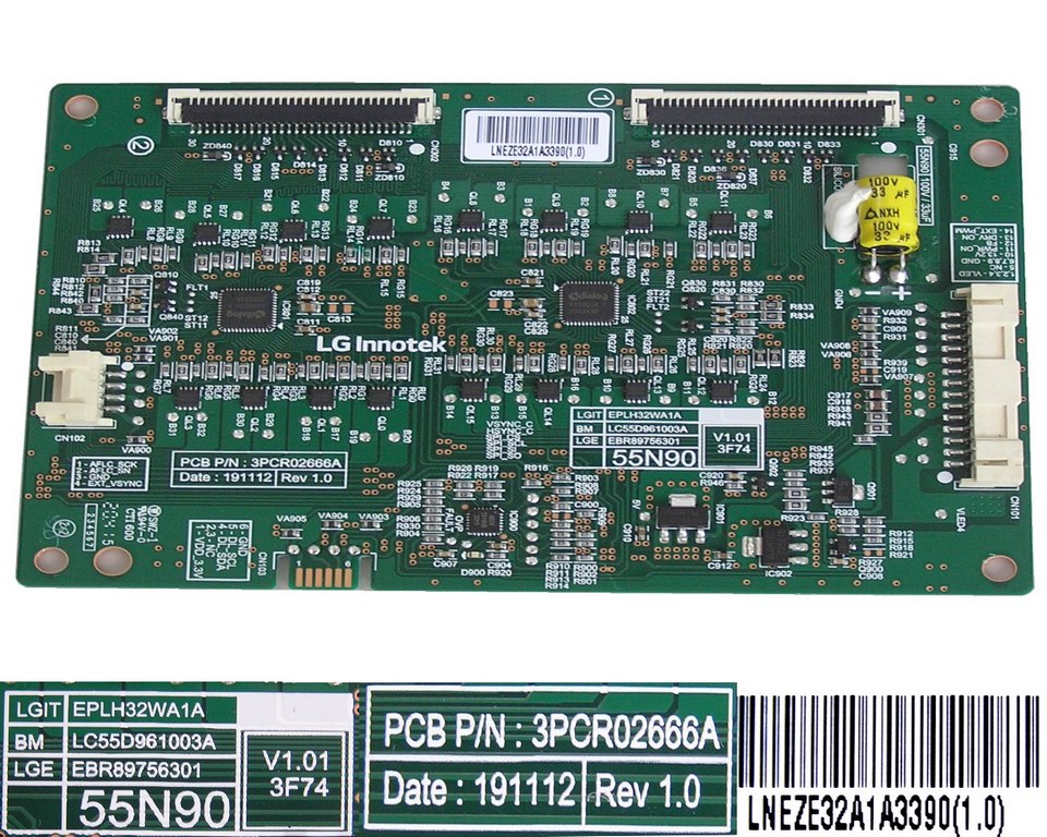 LCD modul LED driver aktivního HDR EBR89756301 / HDR driver board assy EPLH32WA1A / LC55D961003A / 55N90
