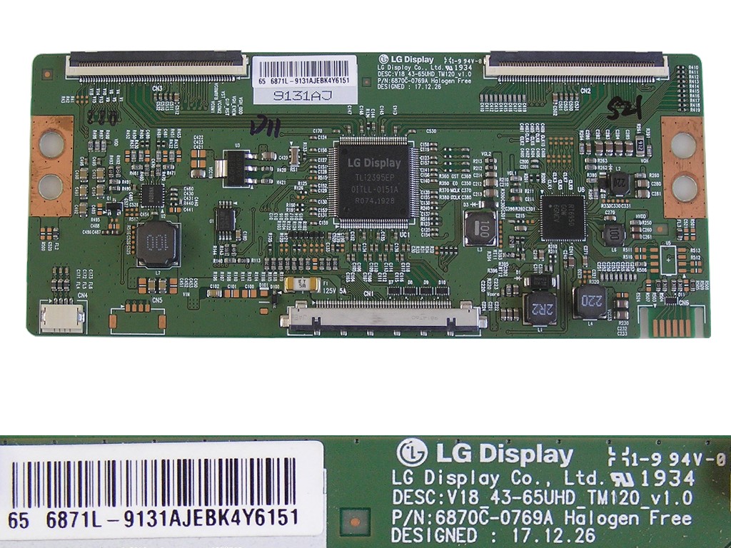 LCD modul T-CON  6870C-0769A / T-Con board 6871L-9131A / V18 43-65UHD TM120:V1.0