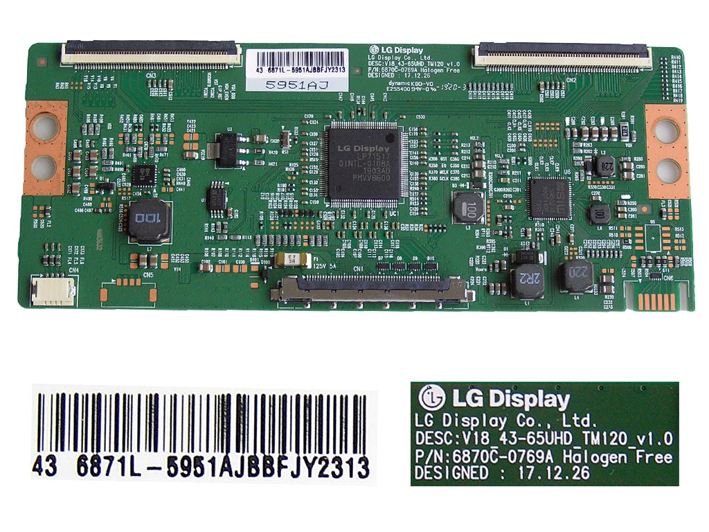 LCD modul T-CON 6871L-5951A / T-con board 6870C-0769A / V18 43-65UHD TM120 Ver1.0