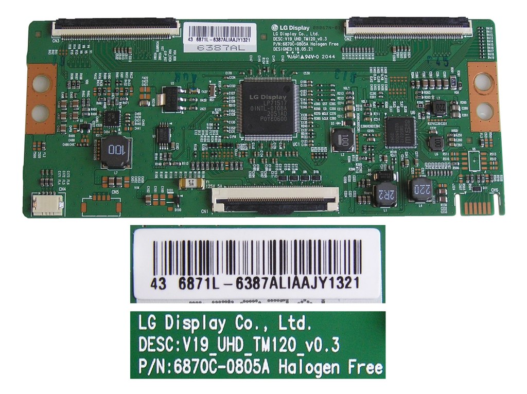 LCD modul T-CON 6871L-6387A / T-con board 6870C-0805A / V19_UHD_TM120 V0.3