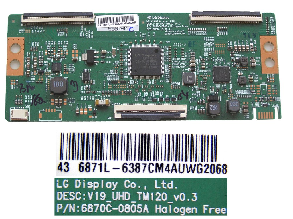 LCD modul T-CON  6871L-6387C / T-con board 6870C-0805A / V19_UHD_TM120_v0.3
