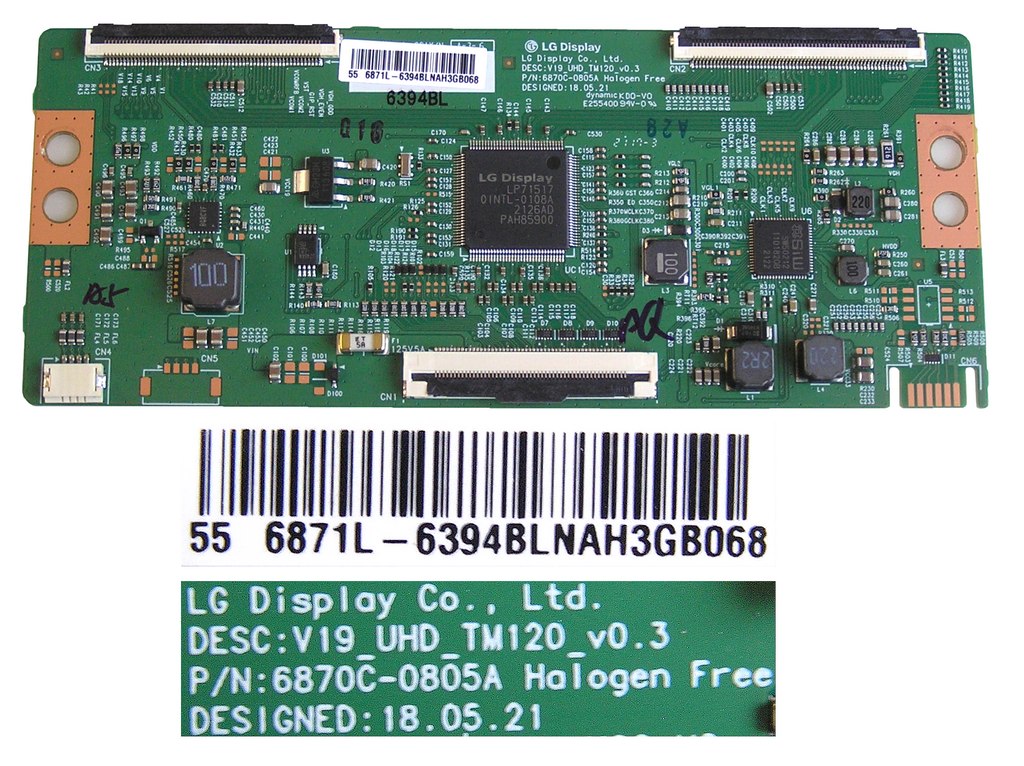 LCD modul T-CON 6871L-6394B / T-con board 6870C-0805A / V19_UHD_TM120 V0.3