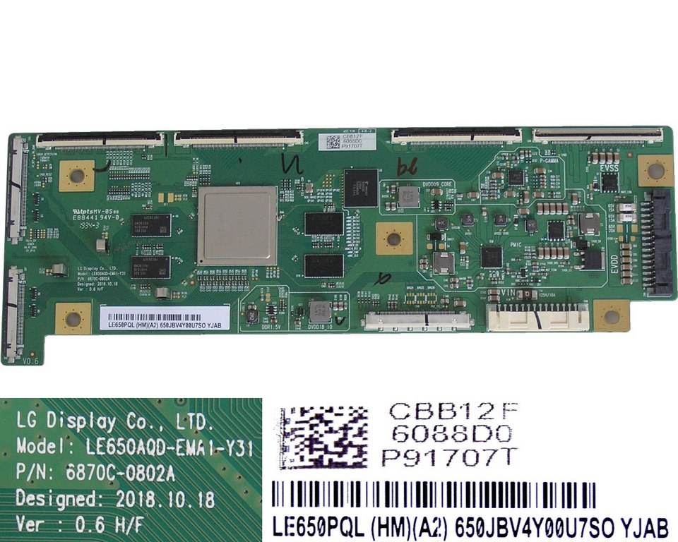 LCD modul T-CON OLED LE650AQD-EMA1-Y31 / T-CON board O-LED  6870C-0802A / LE650PQL (HM)(A2) / EAT65147301