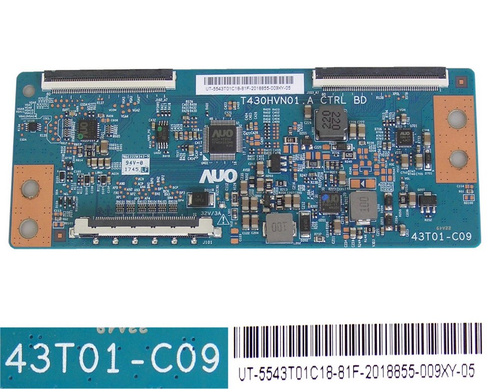 LCD modul T-CON T430HVN01.A 43T01-C09 / TCON board UT-5543T01C18