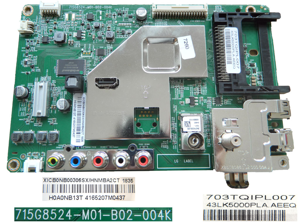 LCD modul základní deska 703TQIPL007 43LK5000PLA.AEEQ / Main board assy 715G8524-M01-B02-004K / COV34846201