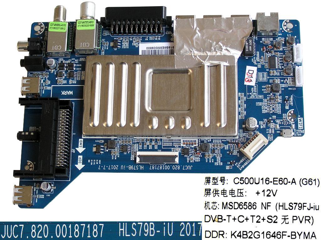 LCD modul základní deska Changhong CHiQ UHD50E6000ISN / Main board / HLS79B-iU / JUC7.820.00187187 / C500U16-E60-A(G61)