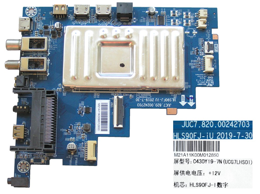 LCD modul základní deska Changhong Chiq JUC7.820.00242703 / main board C430Y19-7N(UCG7LHS01) / HLS90FJ-i
