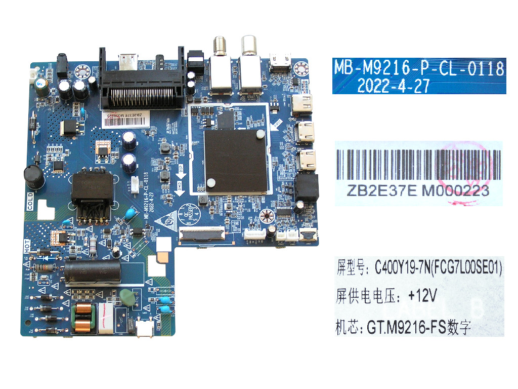 LCD modul základní deska Changhong Chiq L40H7G / Main board C400Y19-7N(FCG7L00SE01) / GT.M9216-FS