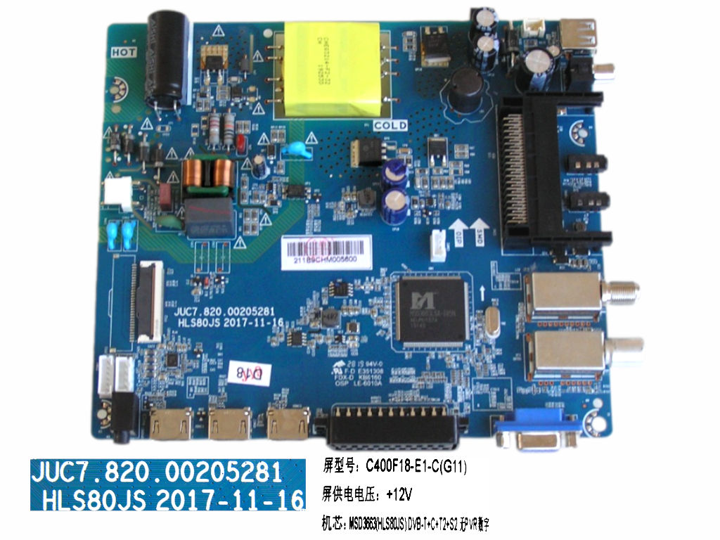 LCD modul základní deska Changhong L40D5T / Main board C400F18-E1-C(G11) / JUC7.820.00205281/ HLS80JS 2017-11-16