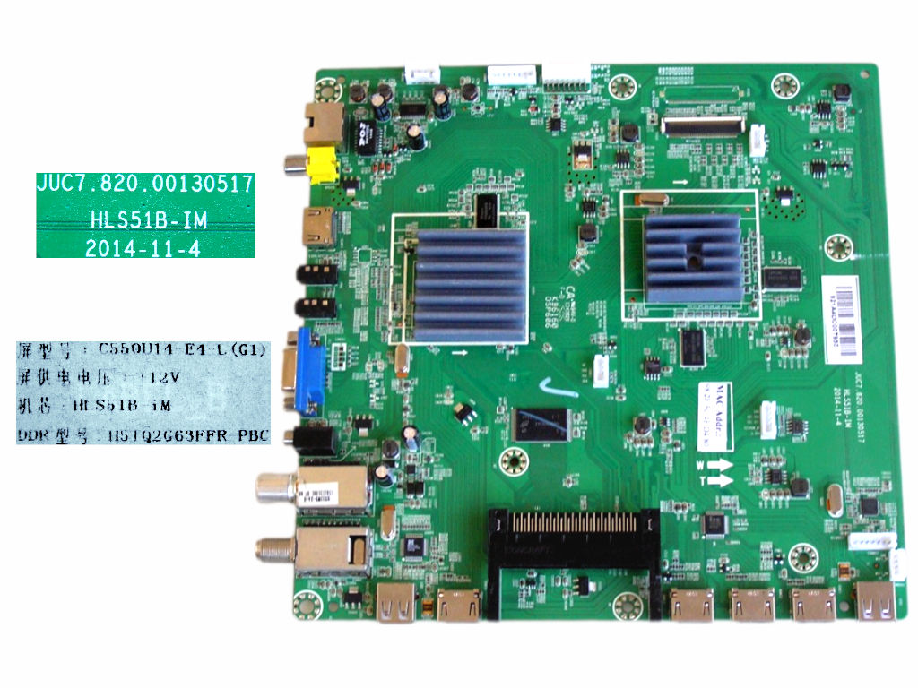 LCD modul základní deska Changhong UHD55C5500ISX  / main board C550U14-E4-L(G1) / JUC7.820.00130517 / HLS51B-iM