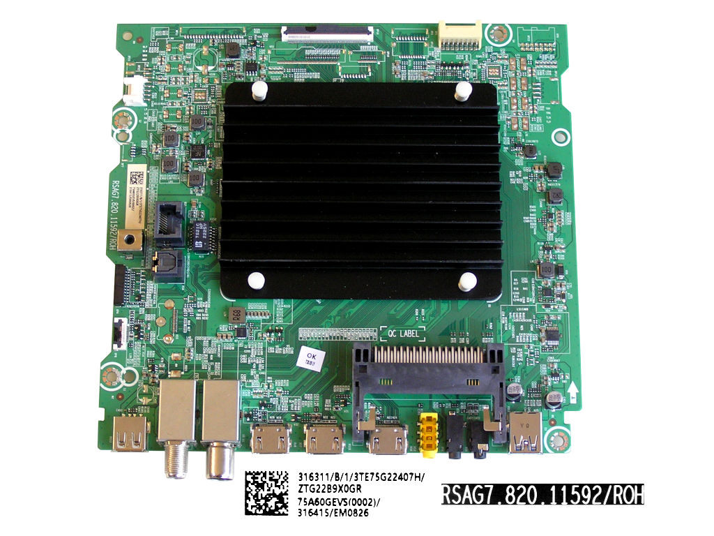 LCD modul základní deska Hisense 75A7GQ / main board 75A60GEVS (0002) / RSAG7.820.11592/ROH / 316311 / T311043