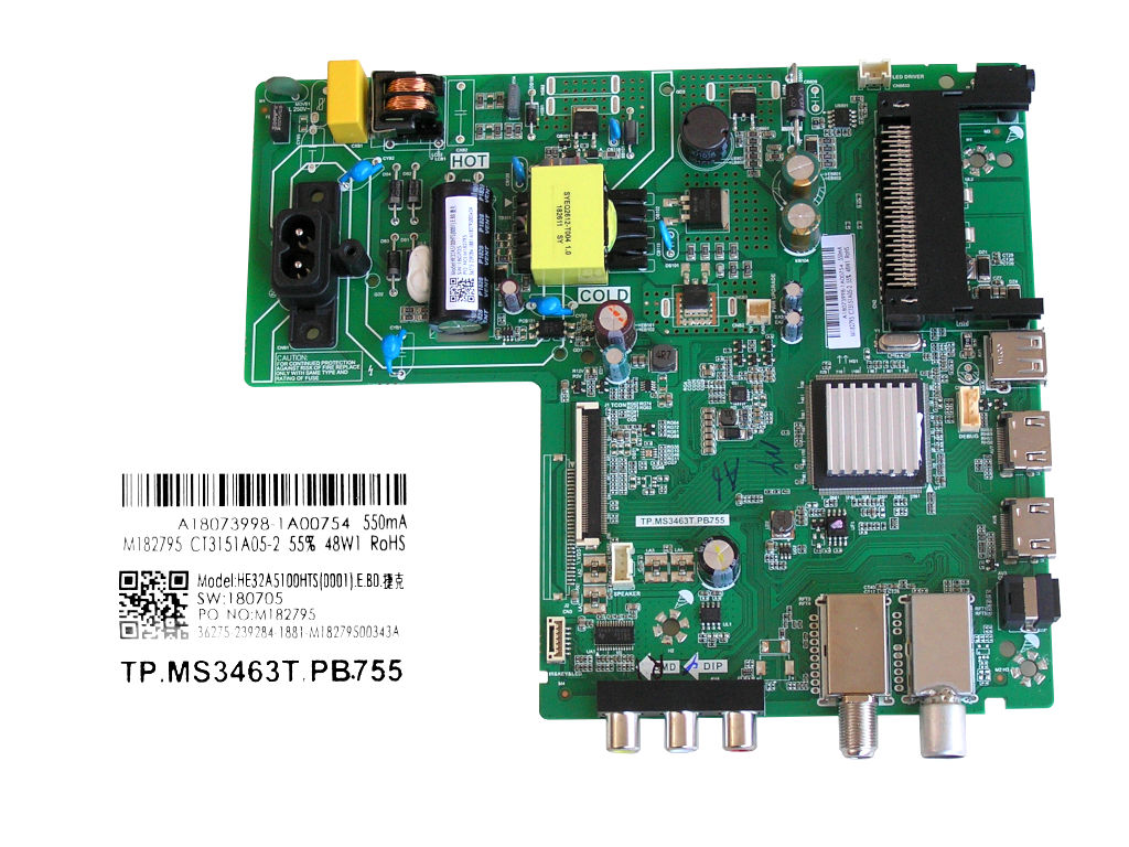 LCD modul základní deska Hisense H32AE5000 / main board HE32A5100HTS / TP. MS3463T.PB755 /180705 / T242285