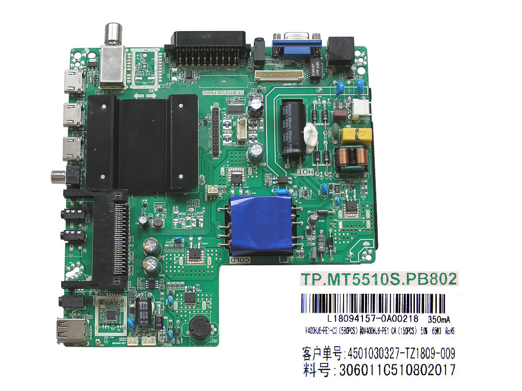 LCD modul základní deska INFINITON INTV-40LA580 / main board TP.MT5510S.PB802 / V400HJ6-PE1-C3 / L18094157-0A00218 / V400HJ6-PE1-C3
