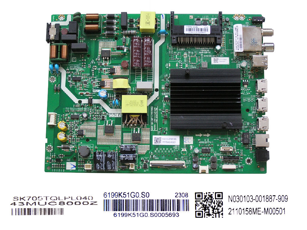 LCD modul základní deska METZ 43MUC8000Z / Main board 5800-A9K51G-1P20 / SK705TQLPL040 / N030103-001887-909