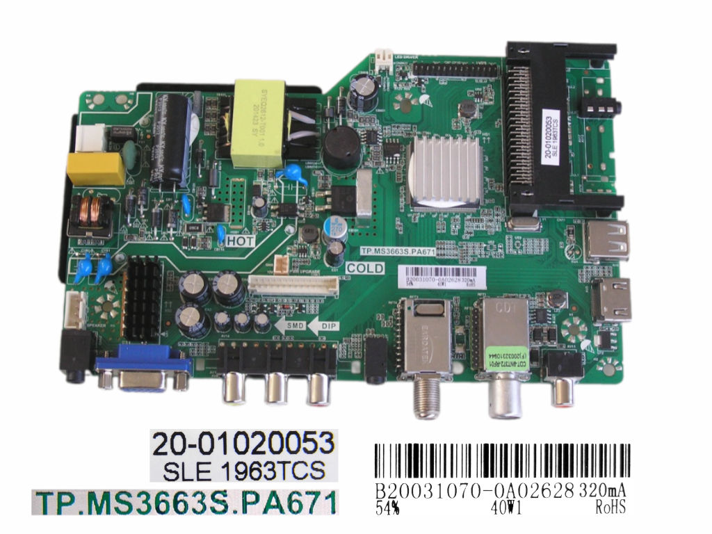 LCD modul základní deska Sencor SLE1963TCS  / Main board B20031070-0A02628 / TP.MS3663S.PA671